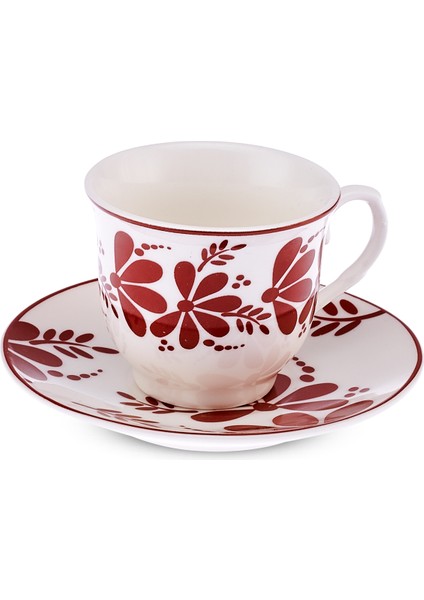 Kelsey New Bone 6 Kişilik Kahve Fincan Takımı 90 ml Bordo
