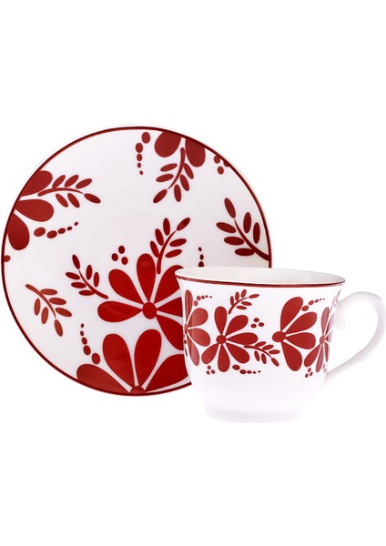 Kelsey New Bone 6 Kişilik Kahve Fincan Takımı 90 ml Bordo