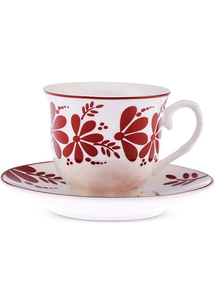 Kelsey New Bone 6 Kişilik Kahve Fincan Takımı 90 ml Bordo