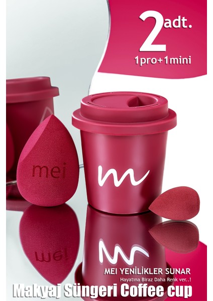 Makyaj Süngeri Fondöten Emmeyen Sponce Coffeecup Hijyenik Merlot Pro 1 Mini