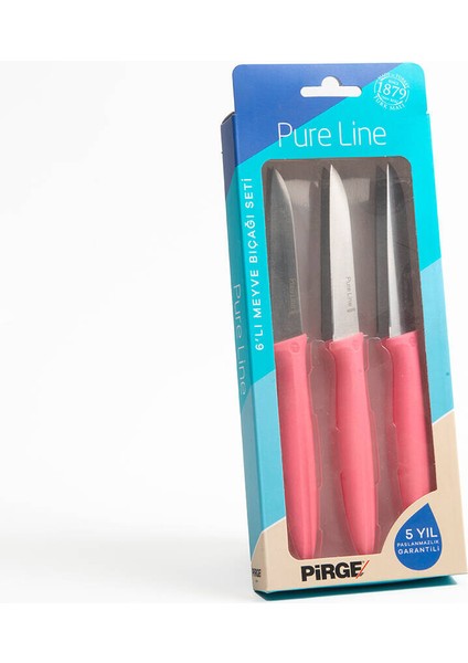 Pure Line Pembe Meyve Bıçağı Seti 9 cm (6'lı)