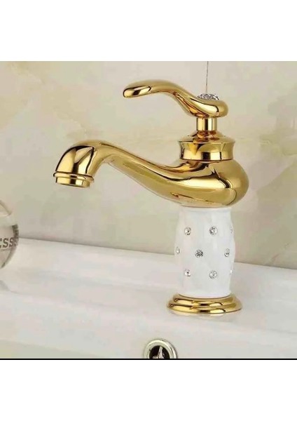 Lavabo Bataryası Gold Lavabo Musluğu Pırlantalı Lavabo Armatür Vintage Tasarım Batarya