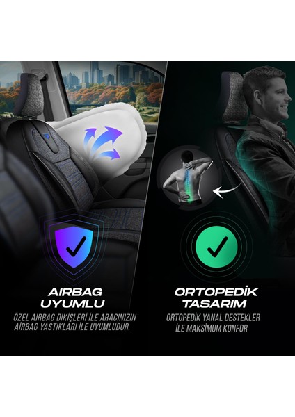 Panda Atlanta Serisi Keten Kumaş Oto Koltuk Kılıfı - Tam Set modelleri