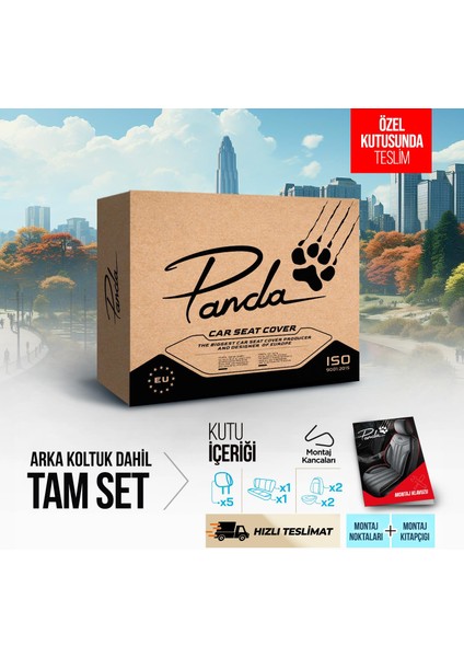 Panda Atlanta Serisi Keten Kumaş Oto Koltuk Kılıfı - Tam Set fırsatları