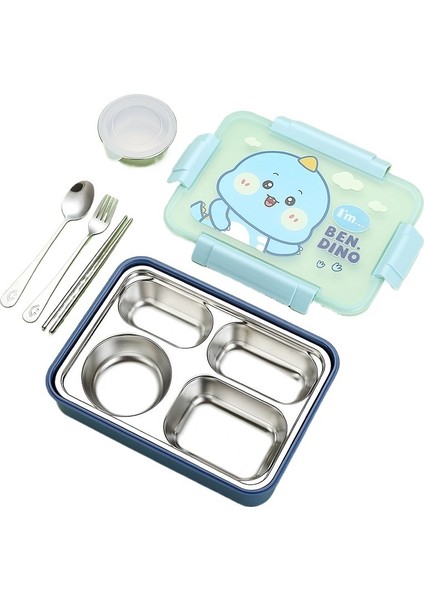 Öğrenci Öğle Yemeği Kutusu Dört Izgaralı Paslanmaz Çelik Su Enjeksiyonlu Isıtma Bento Yemek Kabı (Yurt Dışından)