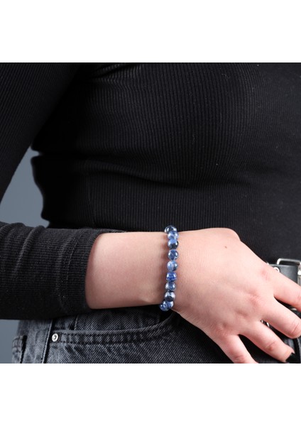 Sertifikalı Doğal Taşlı Sodalit Bileklik, Erkek Kadın ve Unisex Tasarım Bileklik 8mm Sodalit modelleri