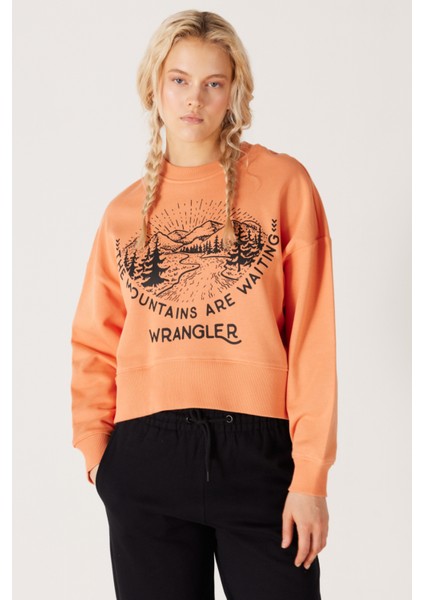 Relaxed Fit Geniş Kesim Içi Polarlı Bisiklet Yaka Turuncu Sweatshirt fiyatları