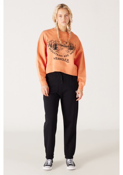 Relaxed Fit Geniş Kesim Içi Polarlı Bisiklet Yaka Turuncu Sweatshirt indirimleri