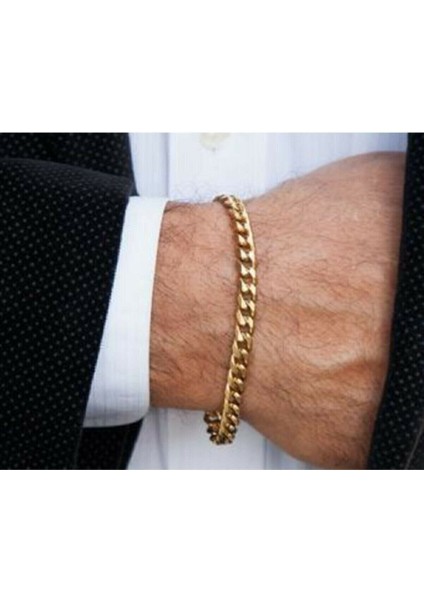 Gurmet Klasik Model Unisex Gold Çelik Bileklik