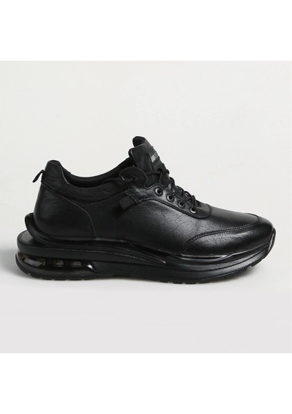 230302 Siyah Analin Deri Erkek Spor Ayakkabı