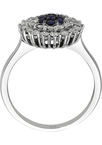 Safir ve Çift Sıra Pırlanta Taşlı Anturaj Yüzük 0404R0347 modelleri