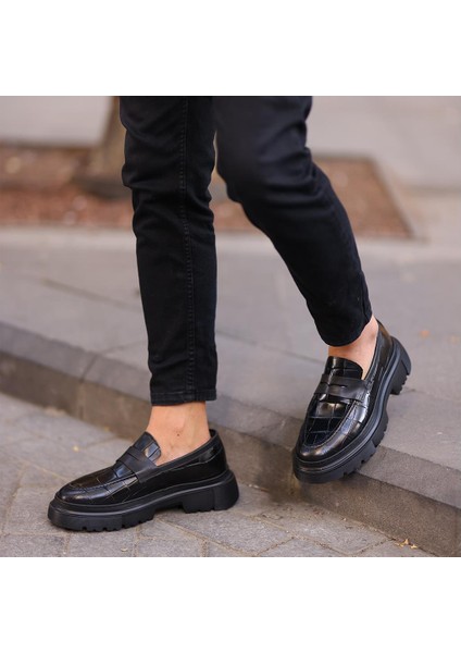 Sail Lakers Siyah Kroko Deri Erkek Ayakkabı