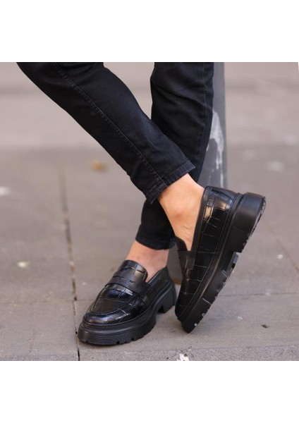 Sail Lakers Siyah Kroko Deri Erkek Ayakkabı modelleri