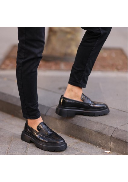 Sail Lakers Siyah Kroko Deri Erkek Ayakkabı fırsatları