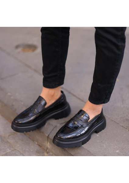 Sail Lakers Siyah Kroko Deri Erkek Ayakkabı indirimleri