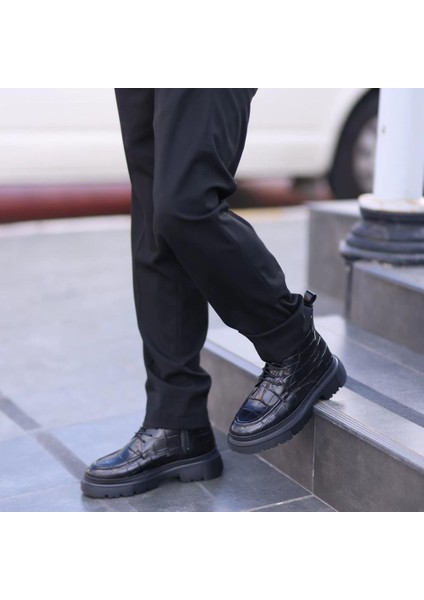 Sail Lakers - Siyah Croco Deri Erkek Postal Bot indirimleri