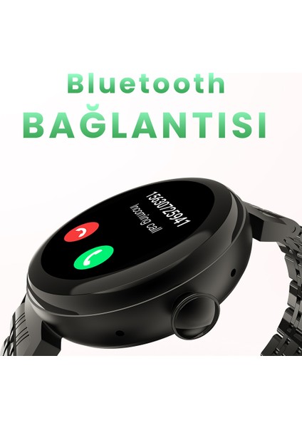 Future Aura Bluetooth 5.2 IP68 Su Geçirmez AMOLED Ekran 1.04 inç Arama Özellikli iOS&Android Uyumlu Nabız Spor Kan Oksijen Takibi 27mm Akıllı Saat Gümüş