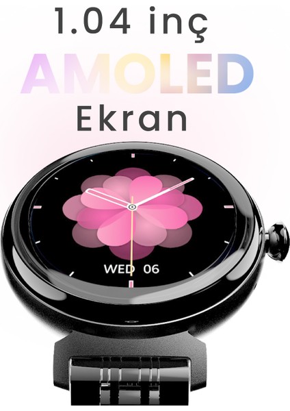 Future Aura Bluetooth 5.2 IP68 Su Geçirmez AMOLED Ekran 1.04 inç Arama Özellikli iOS&Android Uyumlu Nabız Spor Kan Oksijen Takibi 27mm Akıllı Saat Gümüş
