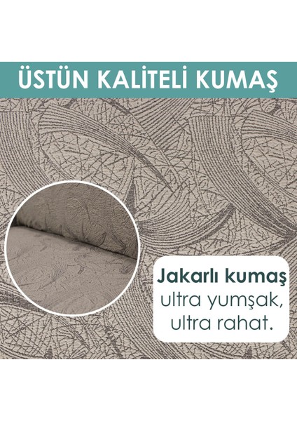 Koltuk Kılıfı Sehra Desen Kanepe Takımı Kılıfı 3+3+1+1 Koltuk Örtüsü Lastili Esnek Yıkanabilir Vizon Kanepe örtüsü