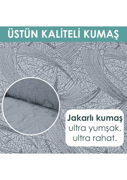 Koltuk Kılıfı Sehra Desen Kanepe Takımı Kılıfı 3+3+1+1 Koltuk Örtüsü Lastili Esnek Yıkanabilir Gri Kanepe örtüsü