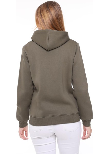 Kadın Sweatshirt Kapüşonlu Fermuarlı Haki fırsatları