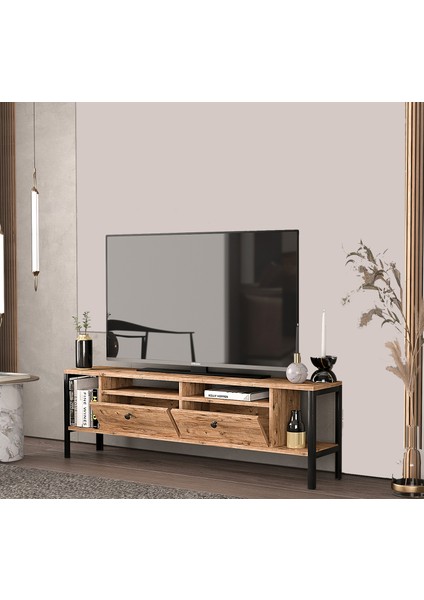 Ankara Mobilya Belinda Metal Ayaklı  Atlantik Çam 180 cm Tv Ünitesi