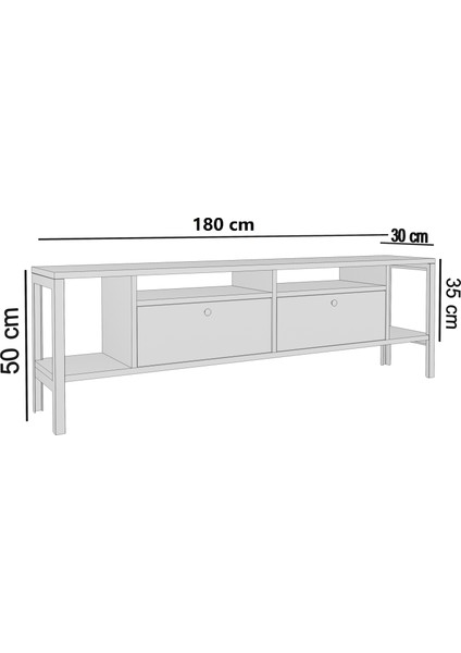 Ankara Mobilya Belinda Metal Ayaklı  Atlantik Çam 180 cm Tv Ünitesi