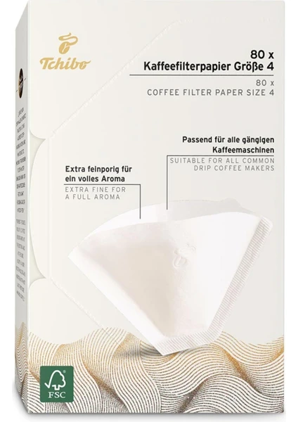 Filtre Kahve Kağıdı, Boyut 4, 80 adet