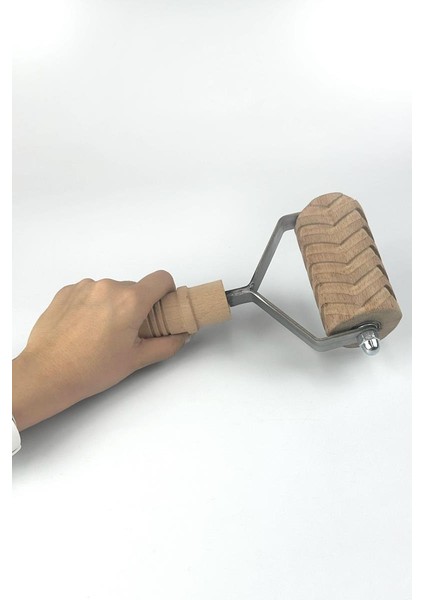 Ahşap Çamur Şekillendirme Merdanesi - Çizgili modelleri