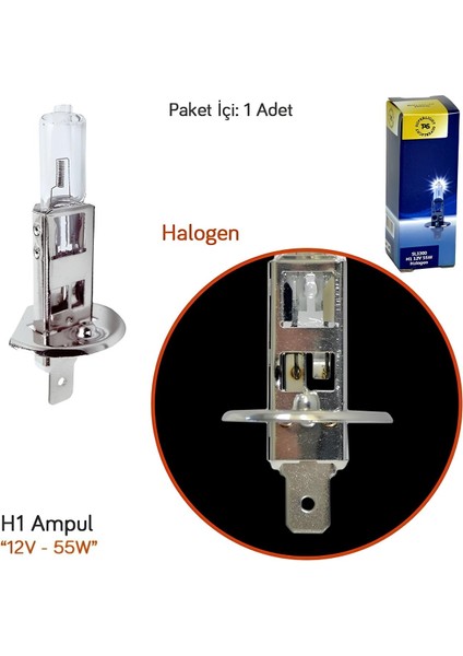 12V 55W Halogen H1 Ampul SL3300