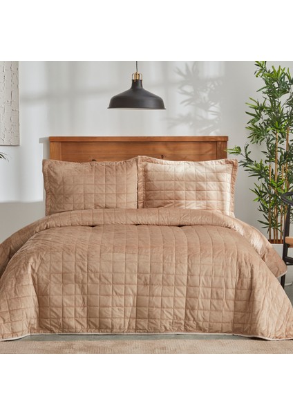 Noela Çift Kişilik Kapitone Yatak Örtüsü Bej