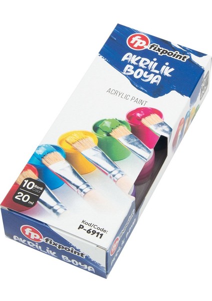 Akrilik Boya 10 Renk Şişe 20 ml Fixpoint P-6911