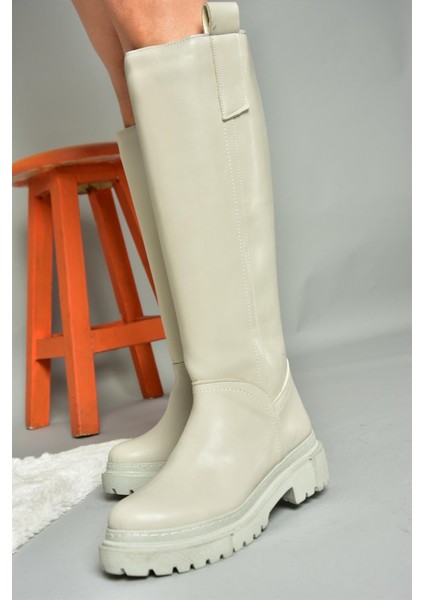 R973201109 Gri Kalın Tabanlı Kadın Çizme modelleri