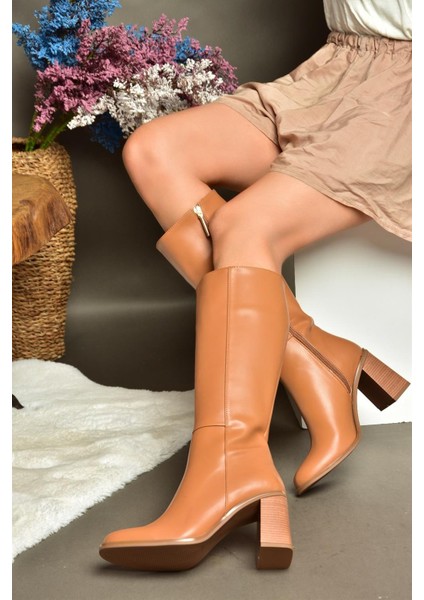 R518101409 Taba Kalın Topuklu Kadın Çizme fırsatları