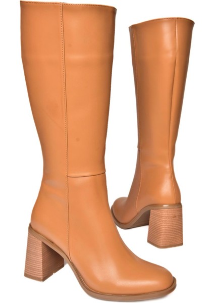 R518101409 Taba Kalın Topuklu Kadın Çizme indirimleri