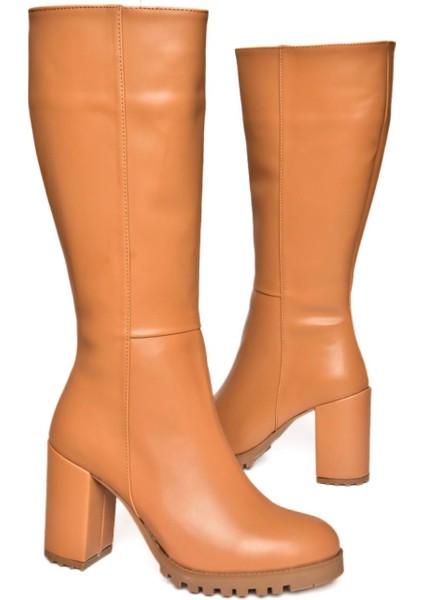 R518911409 Taba Kalın Topuklu Kadın Çizme indirimleri