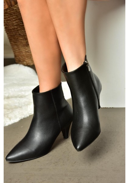 R404710009 Siyah Alçak Topuklu Kadın Bot modelleri