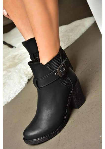 R674151409 Siyah Kalın Topuklu Kadın Bot fiyatları