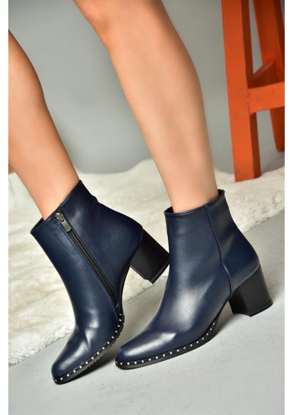 C654013309 Lacivert Kalın Topuklu Kadın Bot fiyatları