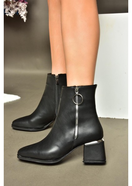R524500309 Siyah Kalın Topuklu Kadın Bot