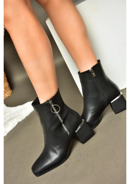 R524500309 Siyah Kalın Topuklu Kadın Bot modelleri