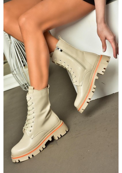 R524802209 Bej Bağcıklı Kadın Postal Bot