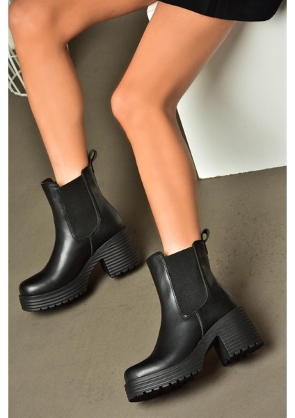 R996020009 Siyah Kalın Topuklu Kadın Bot fırsatları