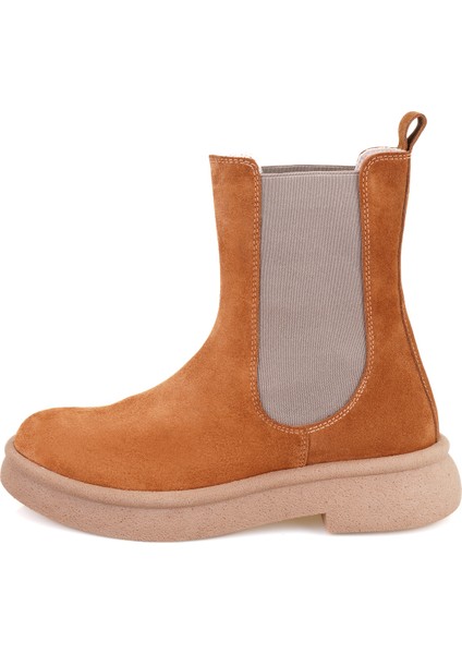Sering Taba Kadın Lastikli Nubuk Deri Chelsea Bot fiyatları