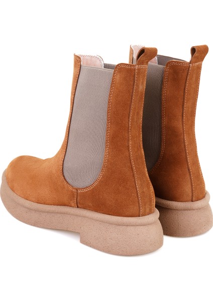 Sering Taba Kadın Lastikli Nubuk Deri Chelsea Bot indirimleri