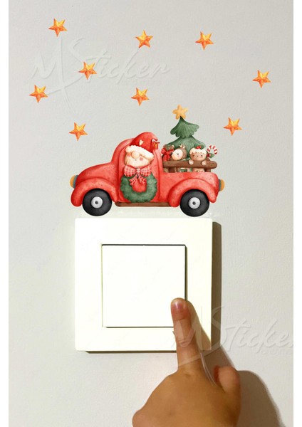 Yeni Yıl Yılbaşı Kış Konseptli Sticker Yılbaşı Süsü Noel Kış Konseptli Priz Sticker Yılbaşı Süsü