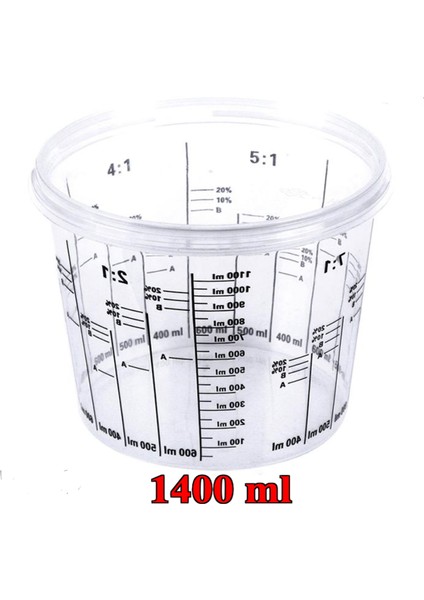 Ölçekli Plastik Boya Karıştırma Kap Pp Sert Kapaklı 1400ML. (200 Adet)