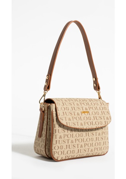Yeni Sezon Kolon Askılı 4 Bölmeli Vizon Taba Kadın Omuz Çantası 25X15CM PBU2174