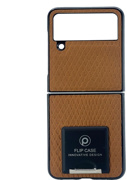 Samsung Z Flip 4 Uyumlu Suni Deri Arka Koruma Kılıf