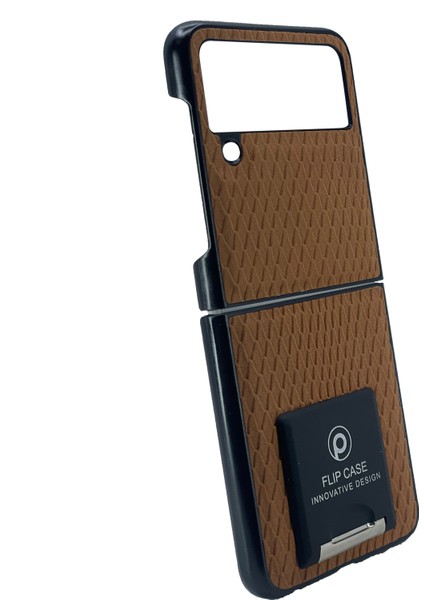 Samsung Z Flip 4 Uyumlu Suni Deri Arka Koruma Kılıf